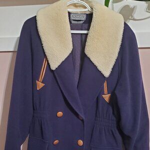 Novelti Adorable Junior Royal Blue Wool Cashmere Coat Shearling Collar